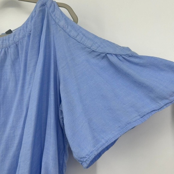 Old Navy Light Blue Top Blouse Cold Shoulder Flare Sleeves Woven Size XXL - Picture 3 of 10